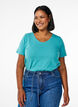 T-shirt basique en coton de couleur unie, Bleu, Model image number 0