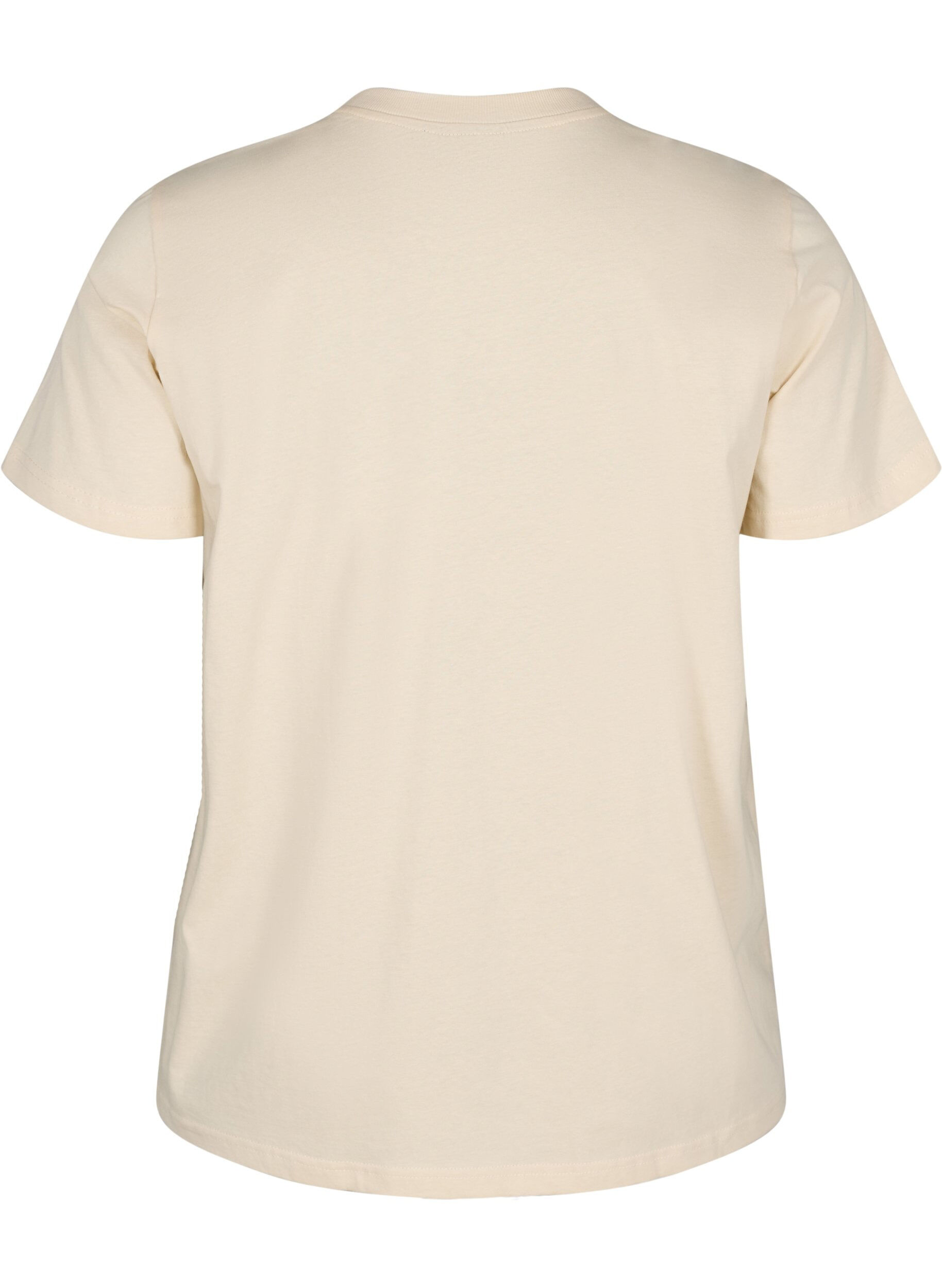 Zizzi T-Shirt aus Baumwolle mit Print, Beige, Packshot image number 1