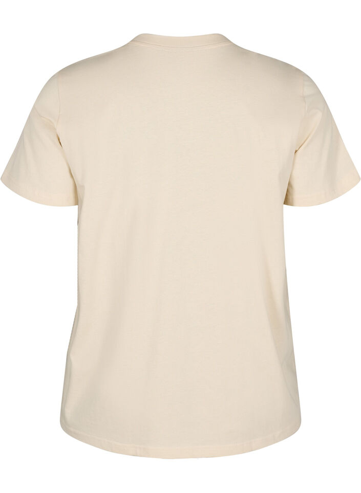 T-shirt en coton avec imprimé, Beige, Packshot image number 1