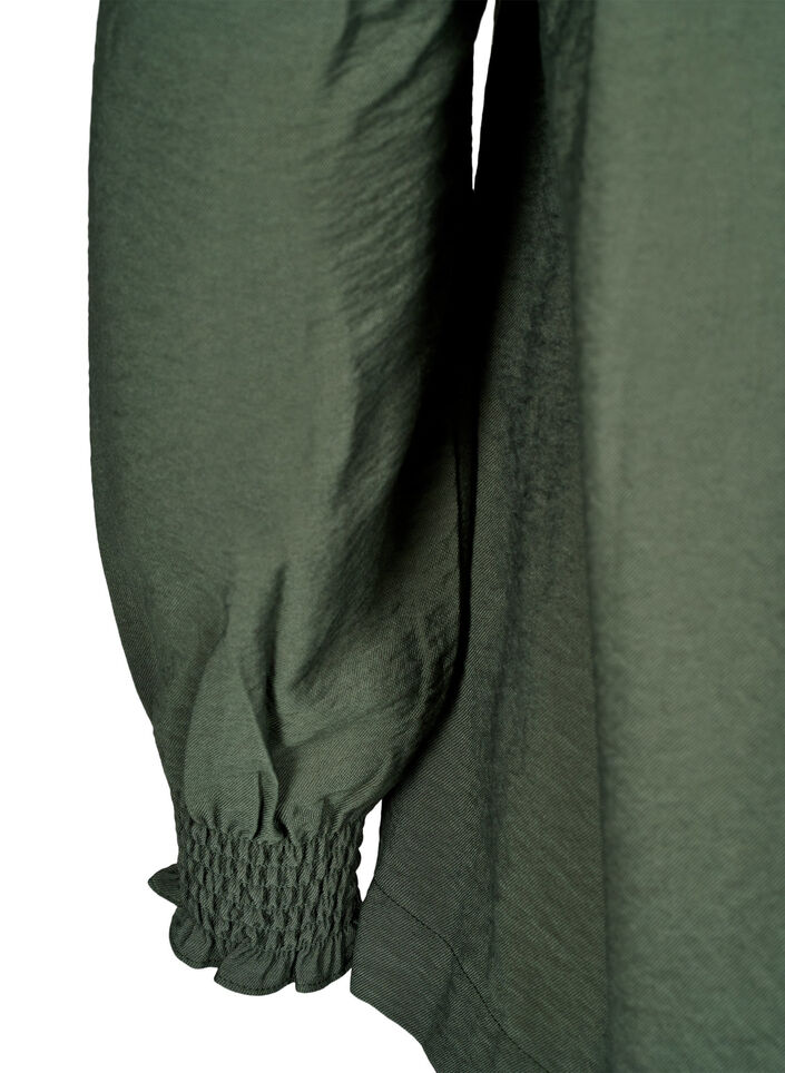 Bluse mit Rüschenkragen, Grün, Packshot image number 3