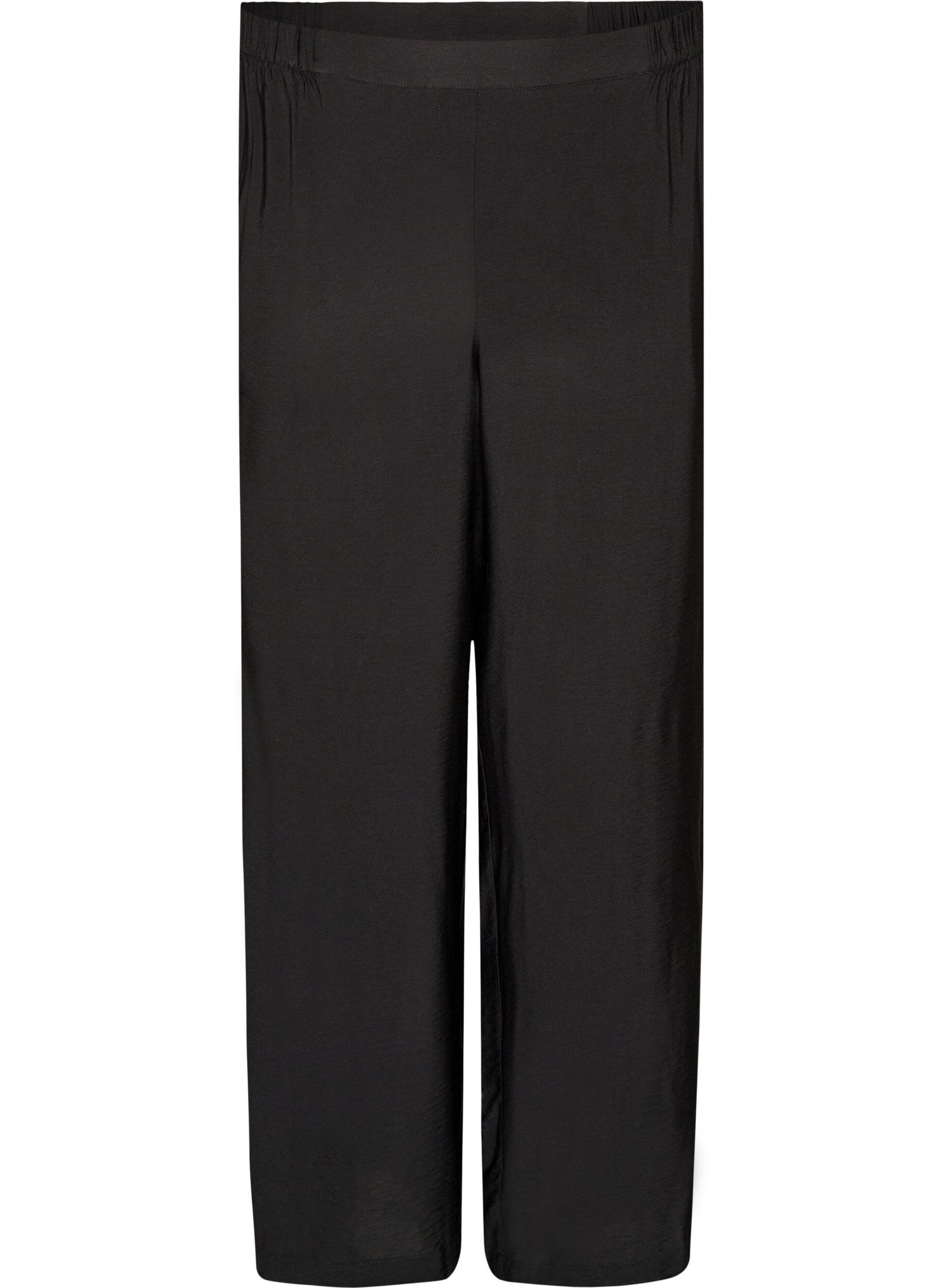 Pantalon en viscose avec taille &eacute;lastiqu&eacute;e et jambes droites