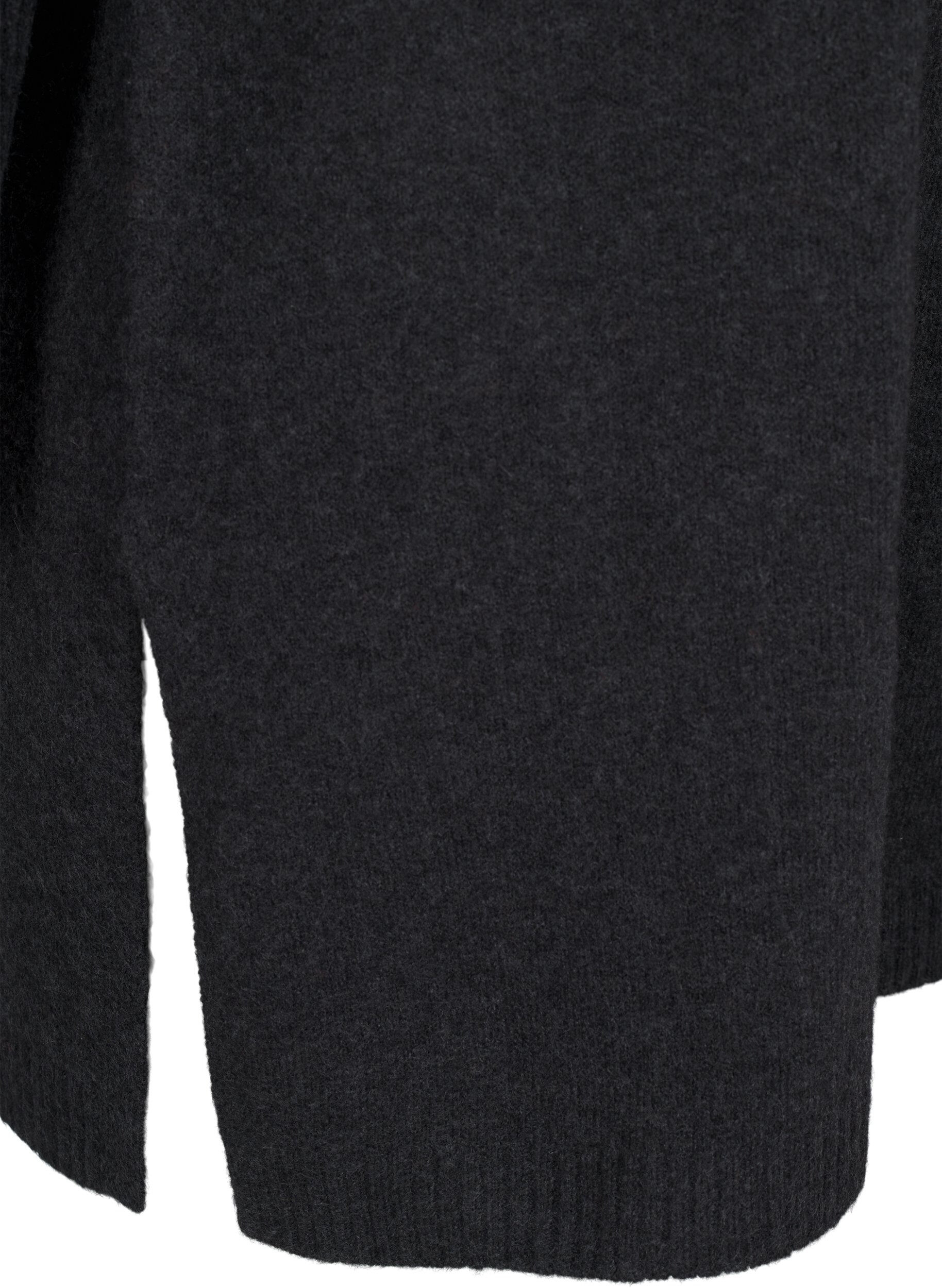 Zizzi Lange Strickbluse mit langen &Auml;rmeln, Dark Grey Melange, Packshot image number 3