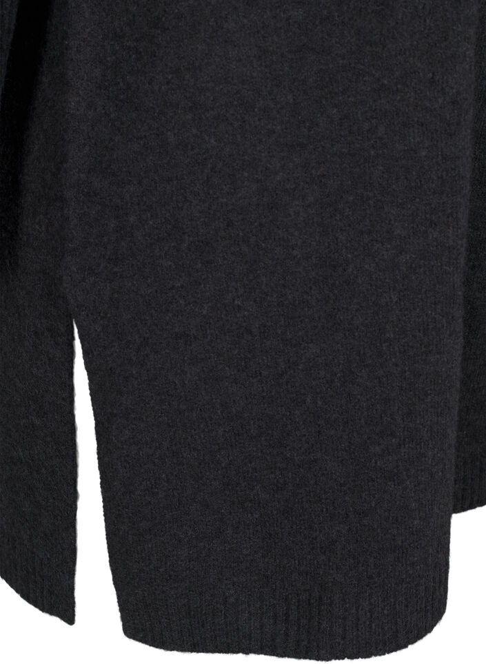 Long chemisier tricoté à manches longues, Dark Grey Melange, Packshot image number 3