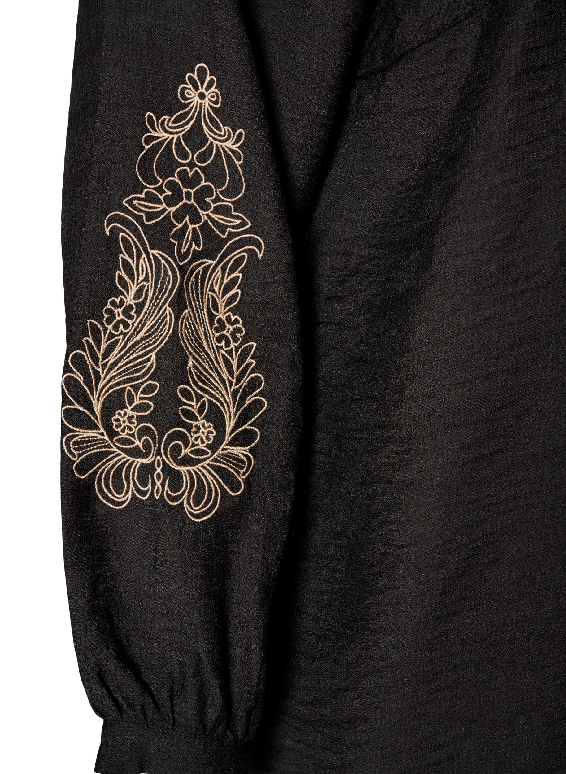ZizziBluse aus Viskose mit bestickten &Auml;rmeln, Schwarz, Packshot image number 3