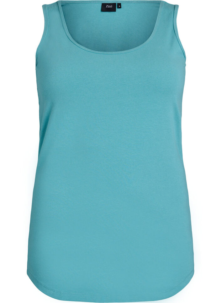 Haut uni Basic en coton, Bleu, Packshot image number 0