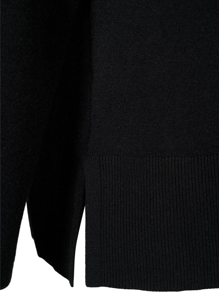 Pull en mélange de viscose avec fente sur le côté	, Black, Packshot image number 3