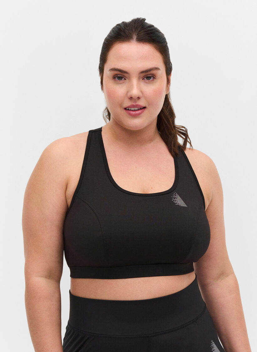 Haut de sport uni avec dos croisé, Black, Model image number 0