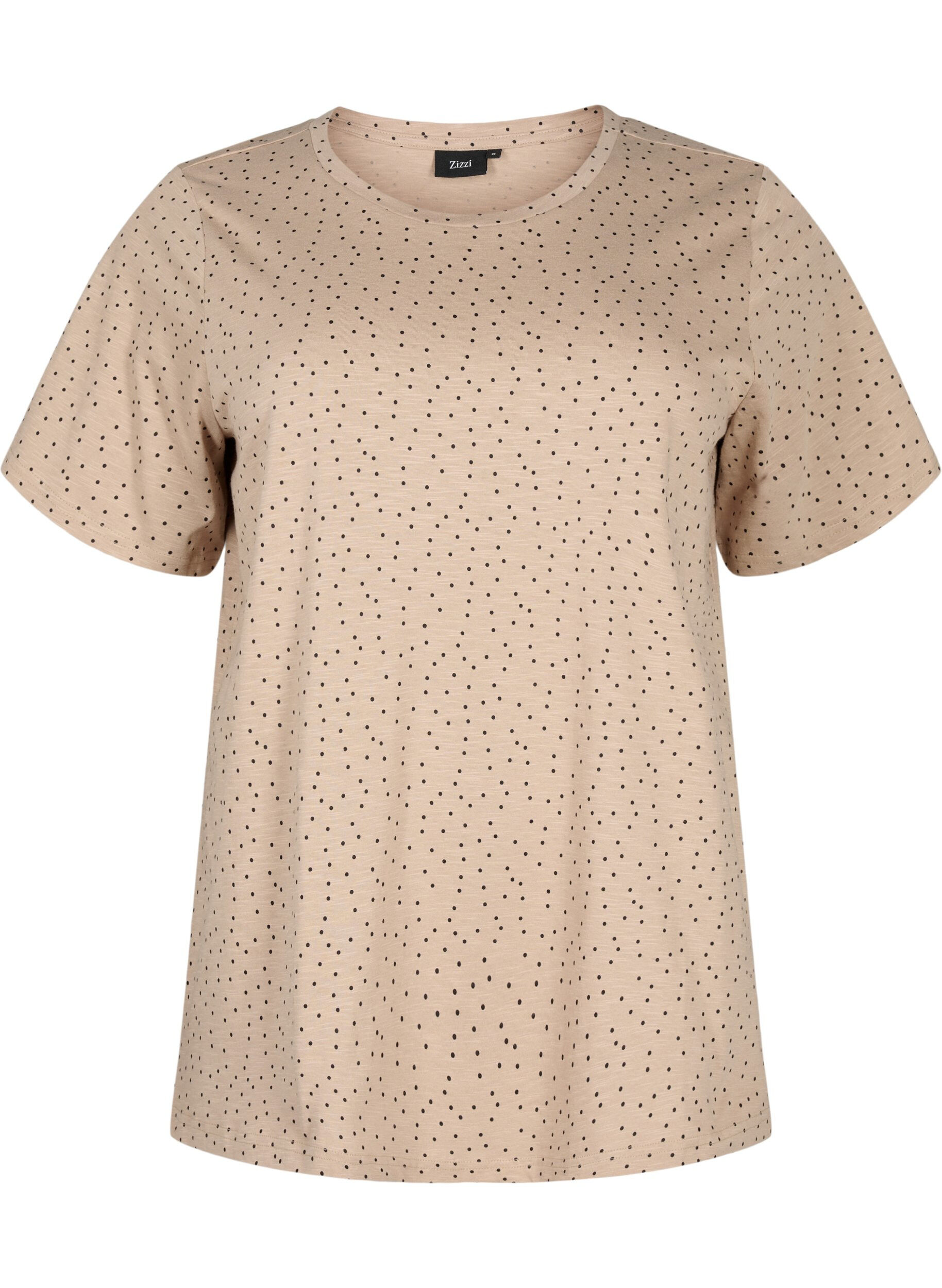 Zizzi T-Shirt aus Bio-Baumwolle mit Punkten, Beige, Packshot image number 0