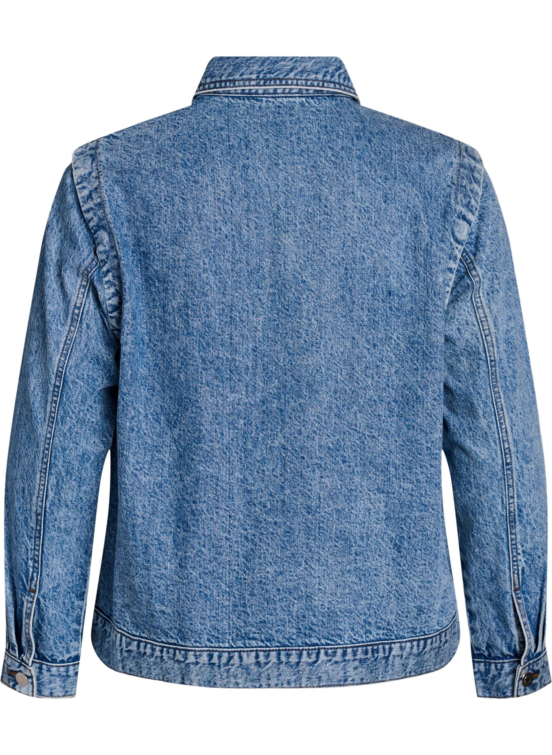 Zizzi Veste en jean avec manches amovibles, Bleu Clair, Packshot image number 1
