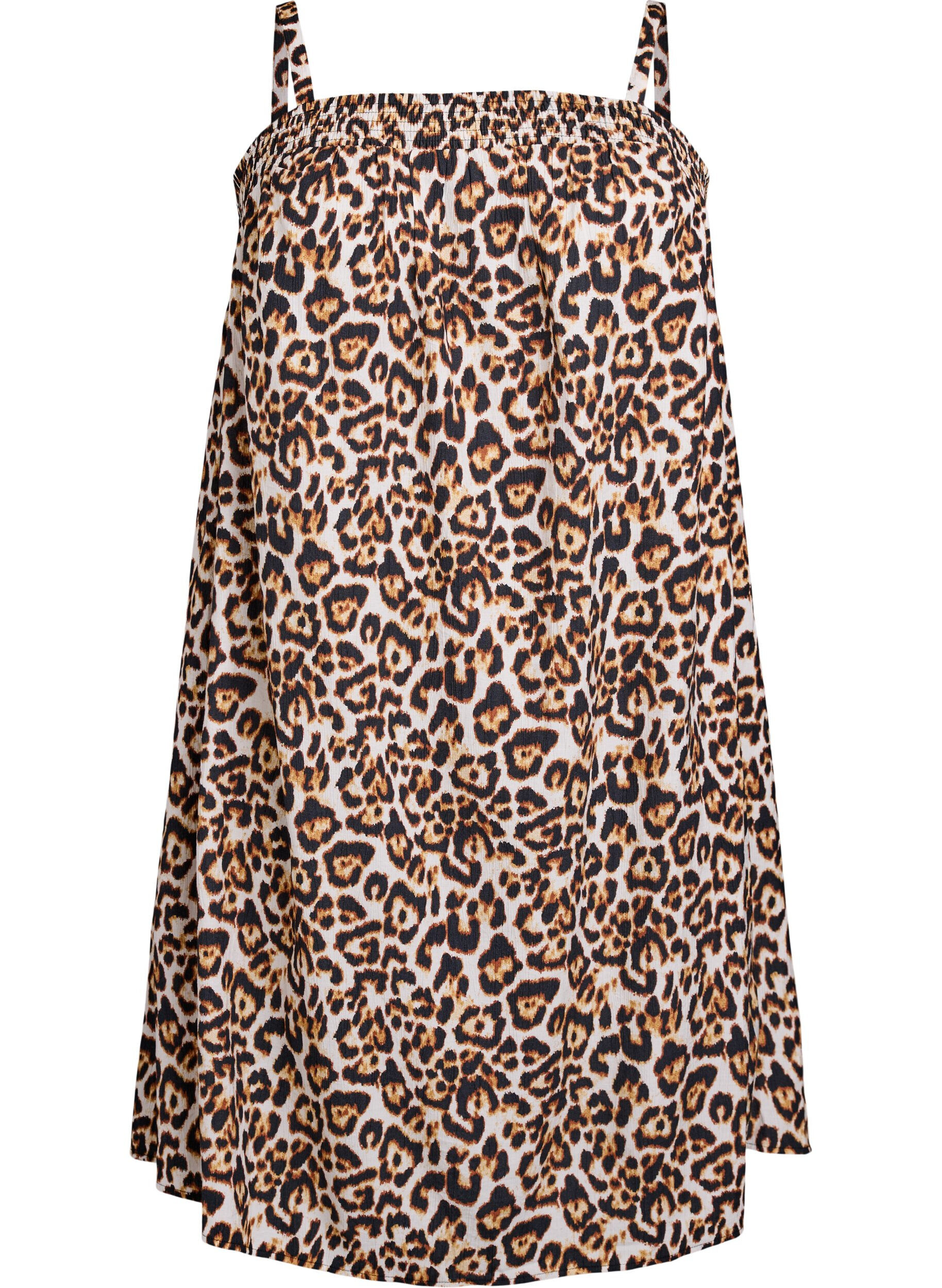 Zizzi Kurzes Kleid aus Viskose mit Spaghettitr&auml;gern, Beige, Packshot image number 0