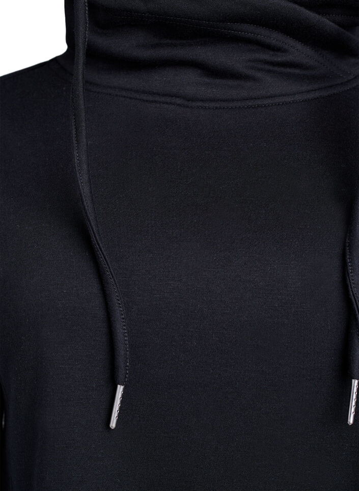 Robe sweat-shirt courte &agrave; col montant et poches, Noir, Packshot image number 2