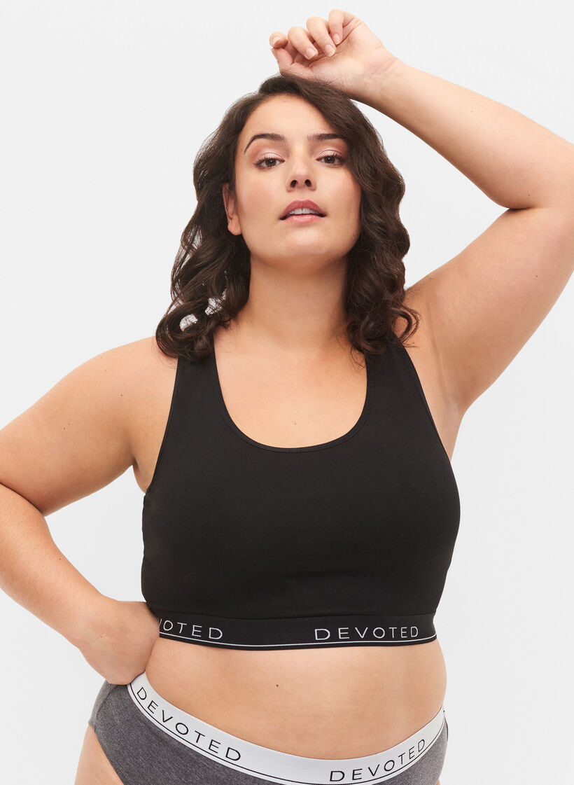 Soutien-gorge en coton à encolure ronde, Black/Upper Font, Model image number 0