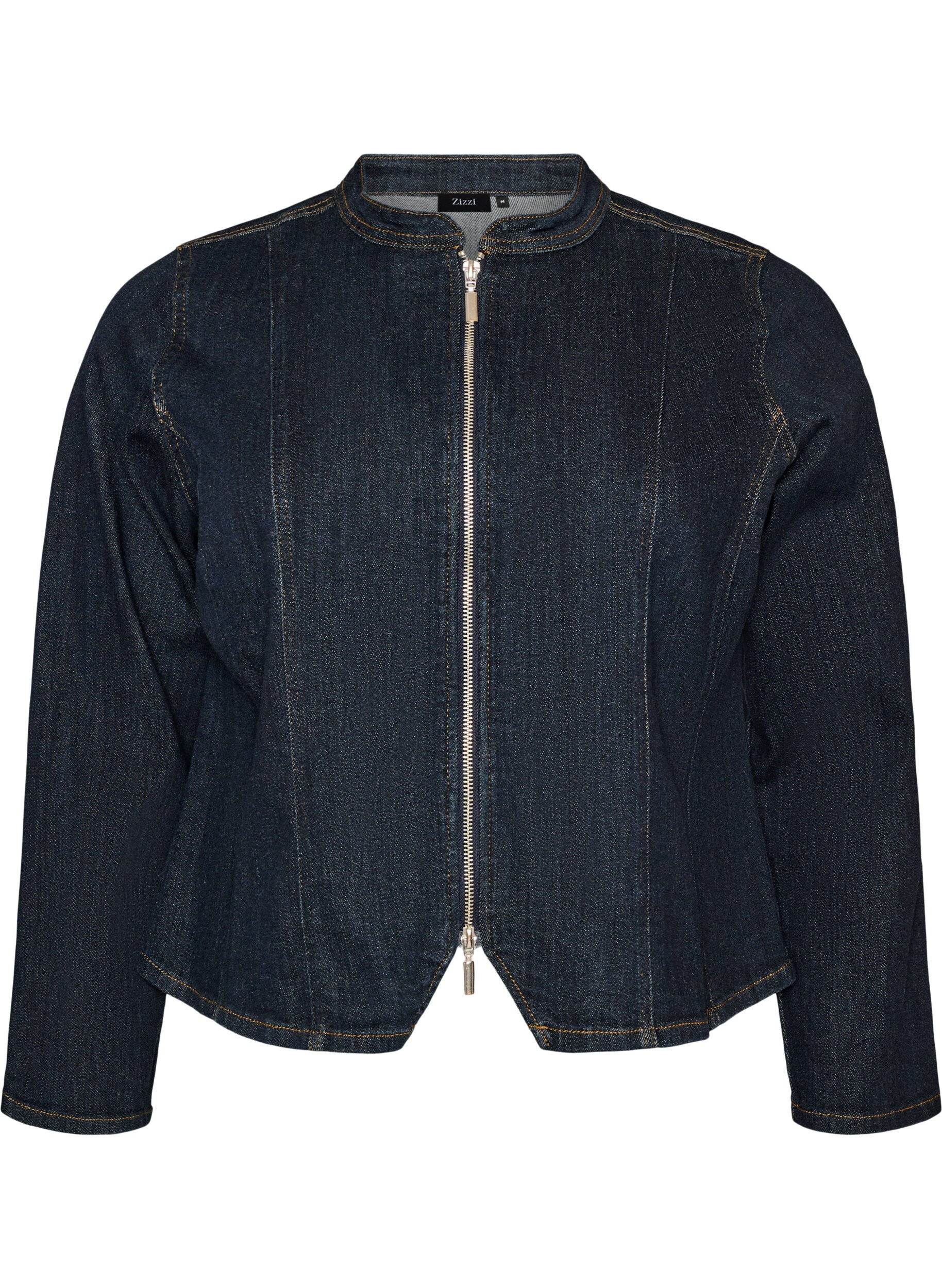 Veste en denim ajust&eacute;e avec fermeture zipp&eacute;e