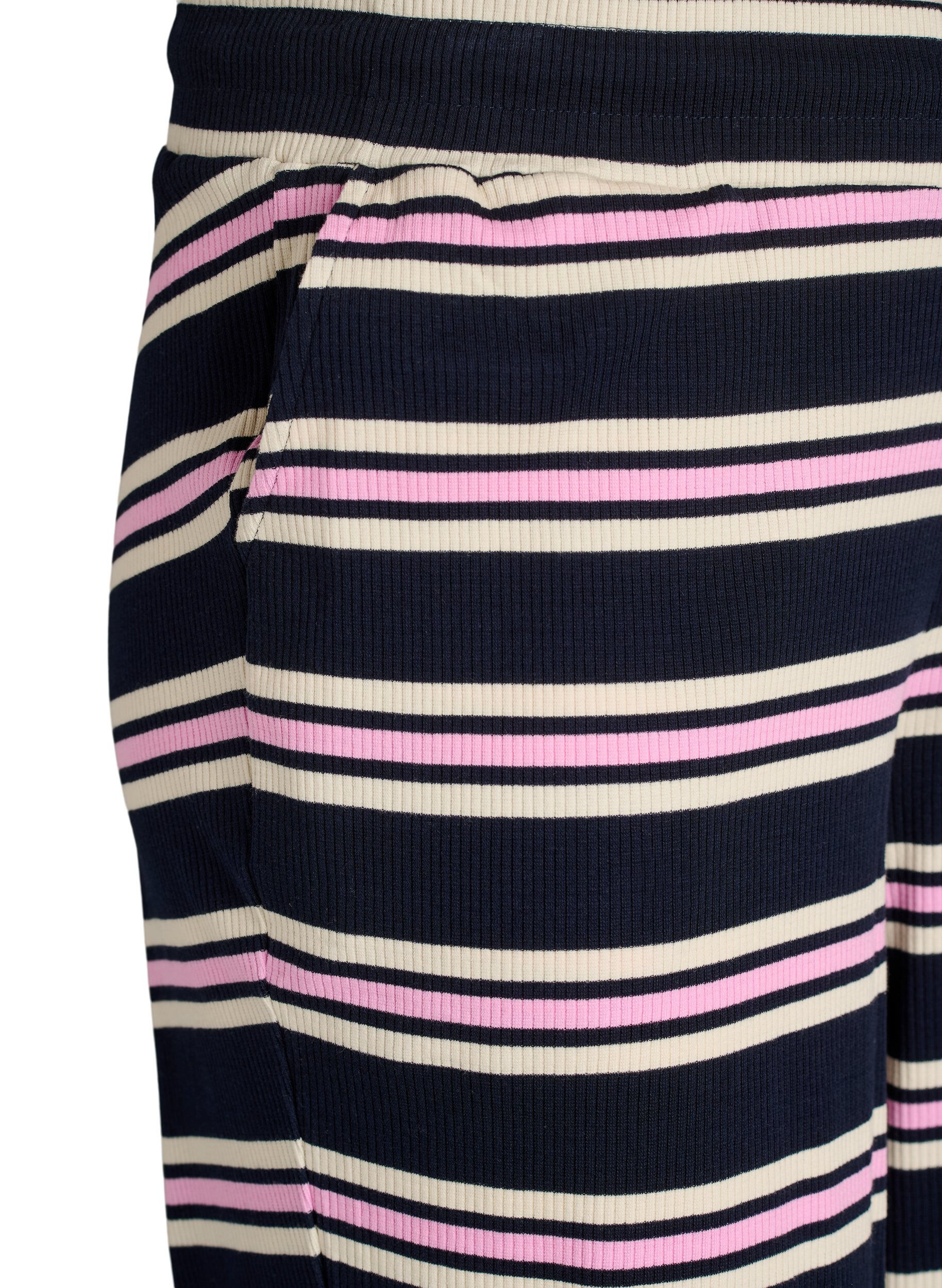 Zizzi Gestreifte Pyjamahose mit weitem Bein, Blau, Packshot image number 2