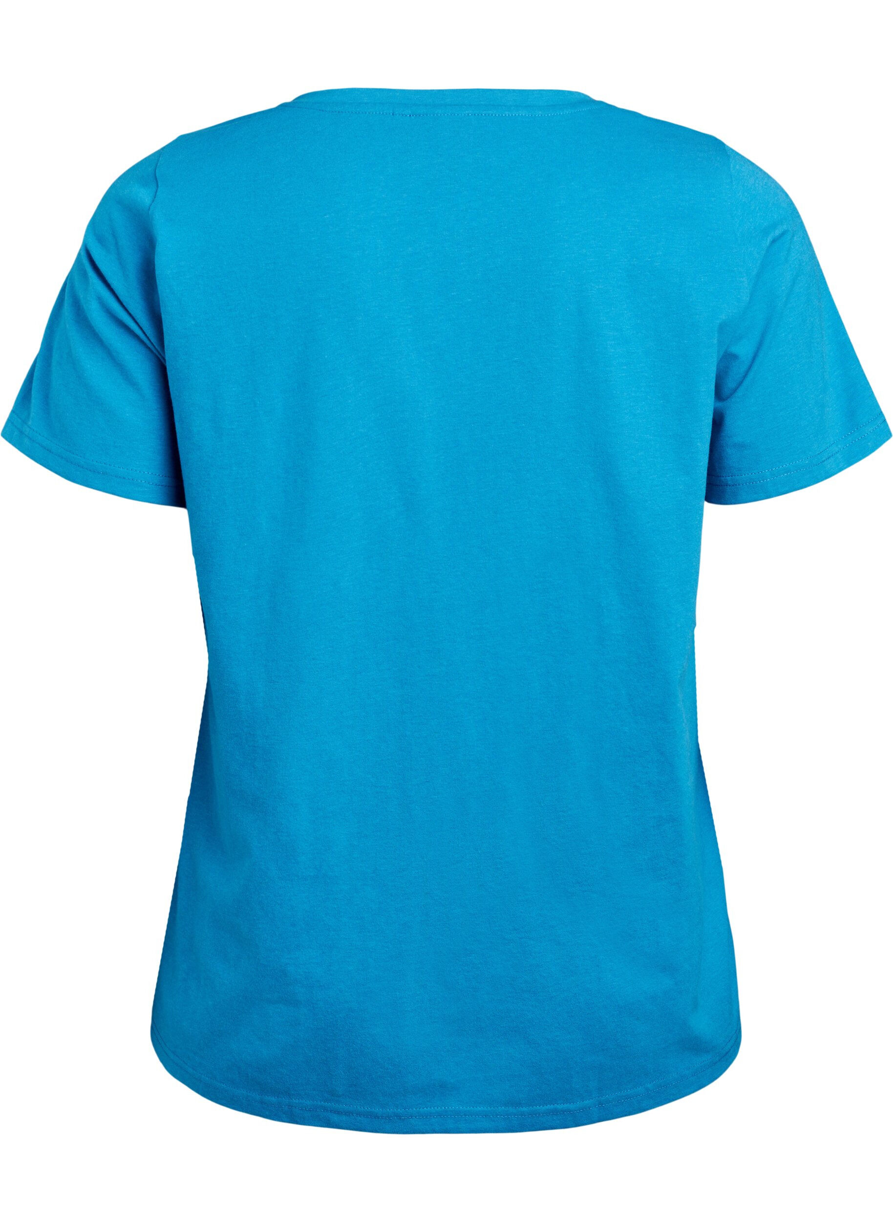 Zizzi FLASH - T-Shirt mit V-Ausschnitt, Blau, Packshot image number 1