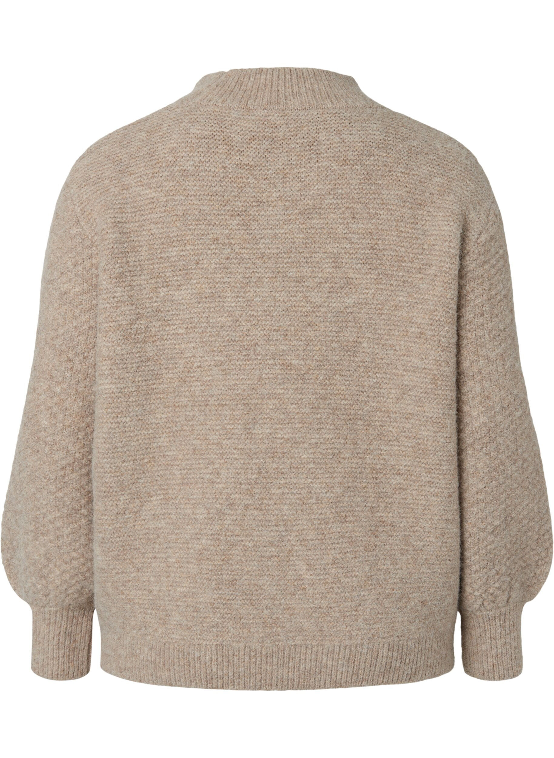 Zizzi Gemusterter Strickpullover mit Rollkragen, Simply Taupe Mel., Packshot image number 1