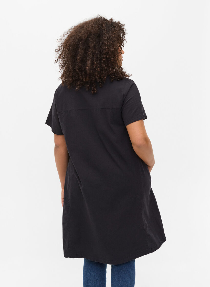 Robe &agrave; manches courtes en coton, Noir, Model image number 2