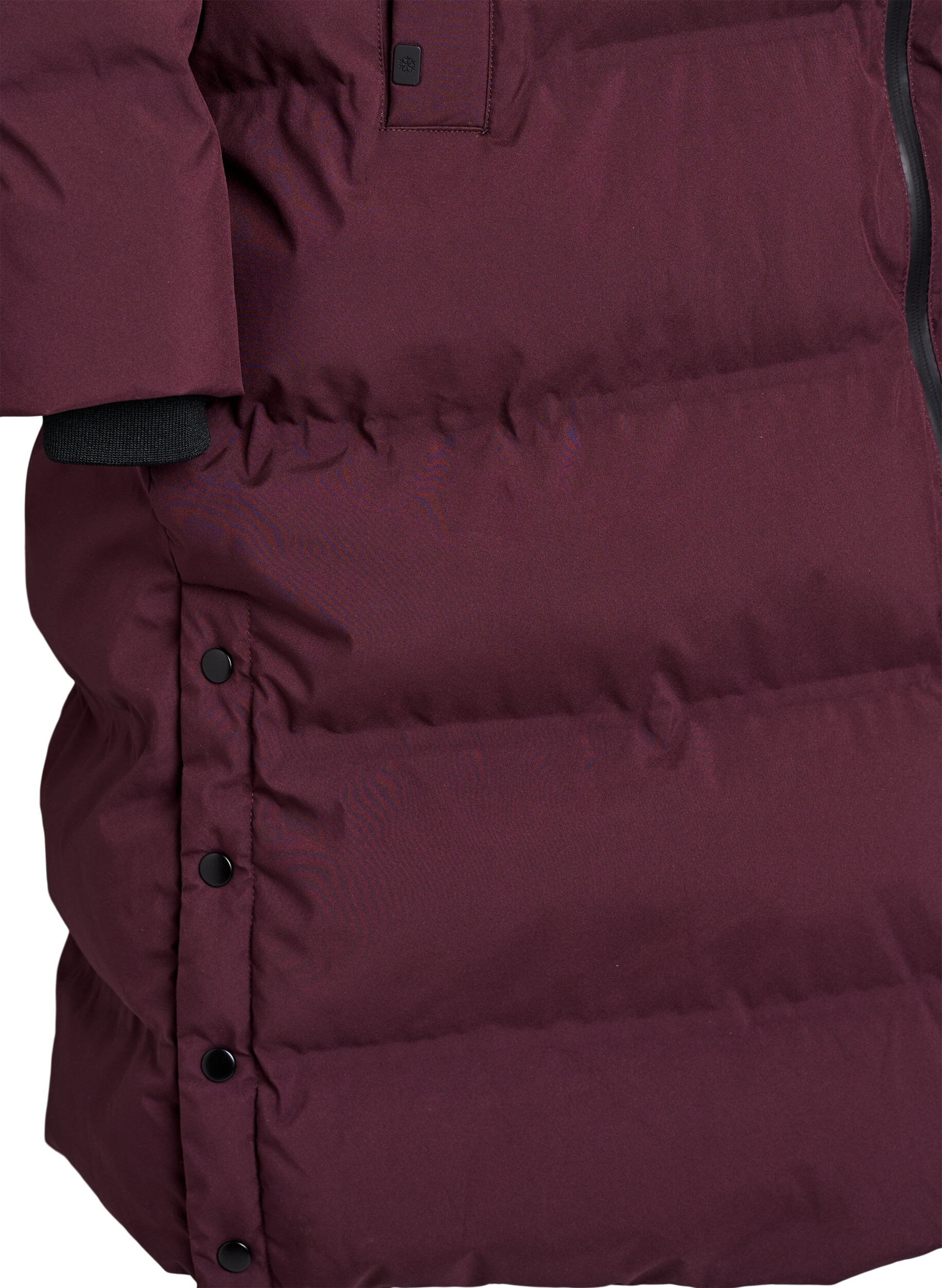 ZizziLanger Winter-Steppmantel mit Kapuze, Dunkles Bordeaux, Packshot image number 3