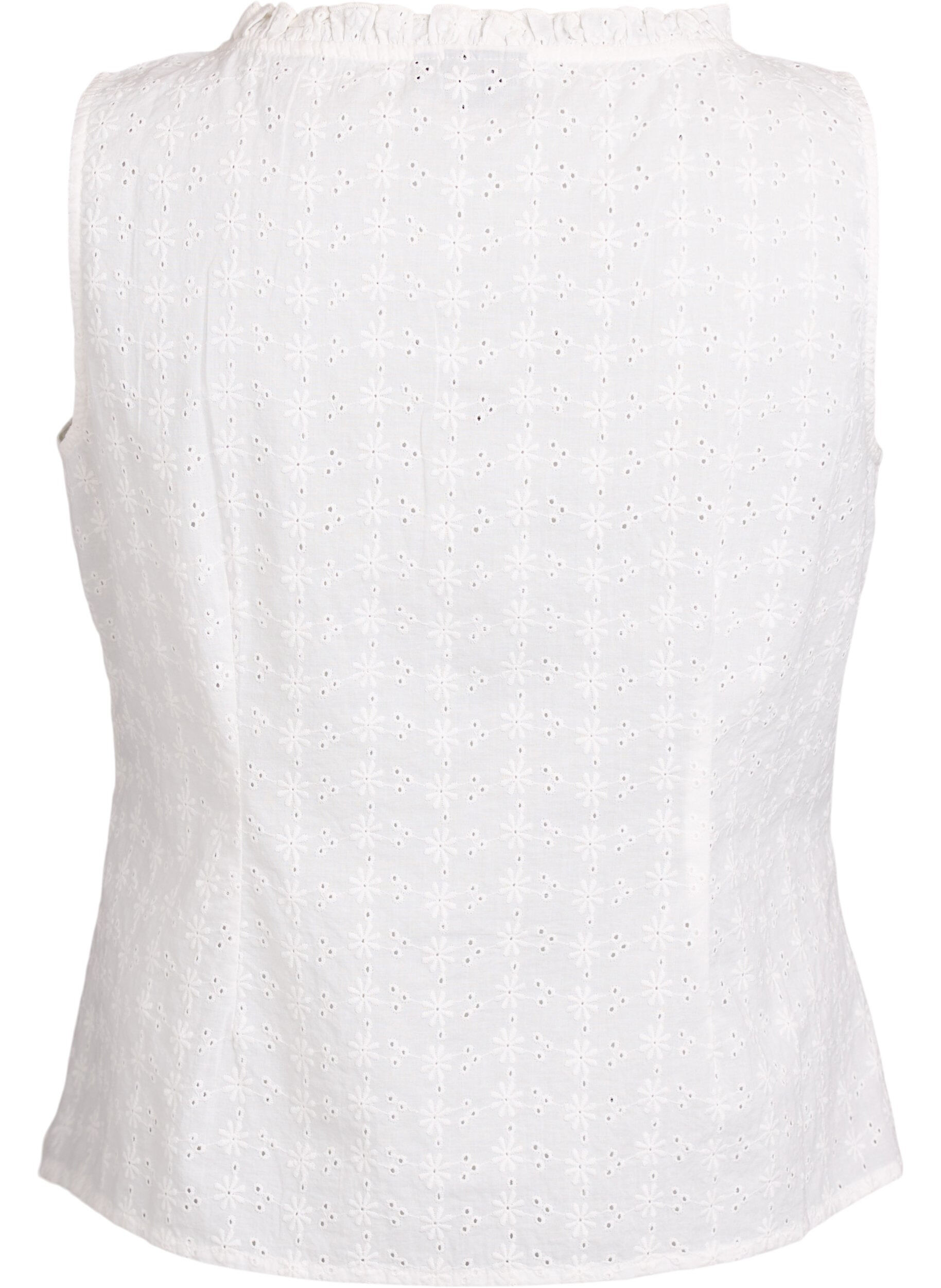 ZizziChemisier sans manches avec broderie anglaise et volants, Vanille, Packshot image number 1