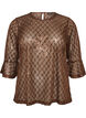 Blouse transparente avec sequins et motif &agrave; losanges, Marron, Packshot image number 0