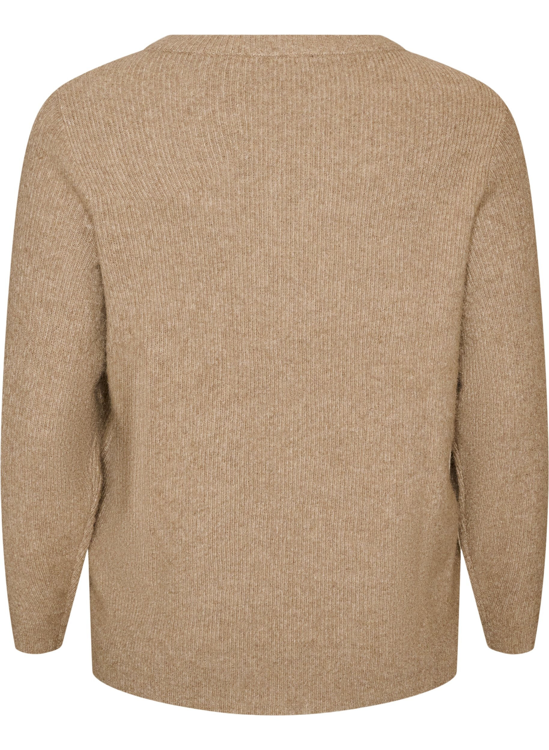 ZizziBlouse en maille chin&eacute;e avec col rond, Beige, Packshot image number 1