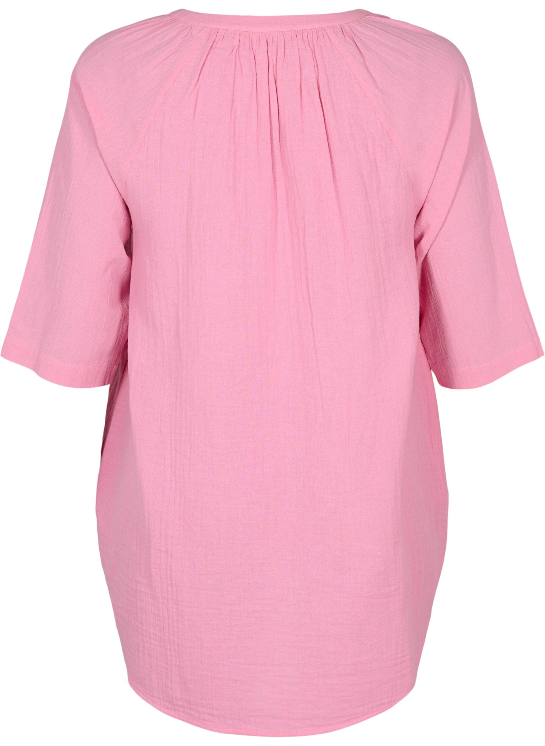 Zizzi Tunique &agrave; manches 3/4 en coton, Rosebloom, Packshot image number 1