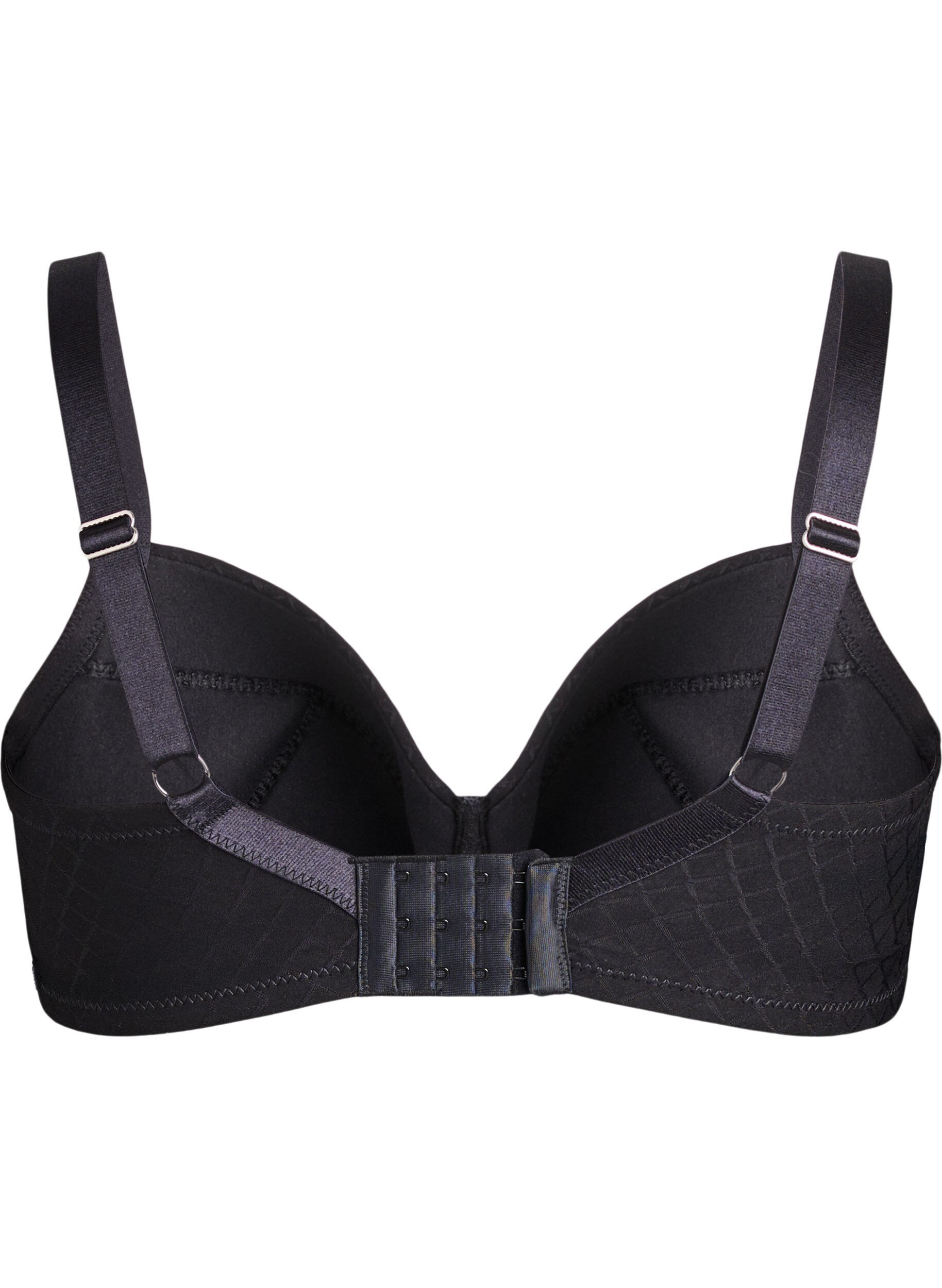 ZizziGepolsterter BH aus Mikrofaser mit Karomuster, Schwarz, Packshot image number 1