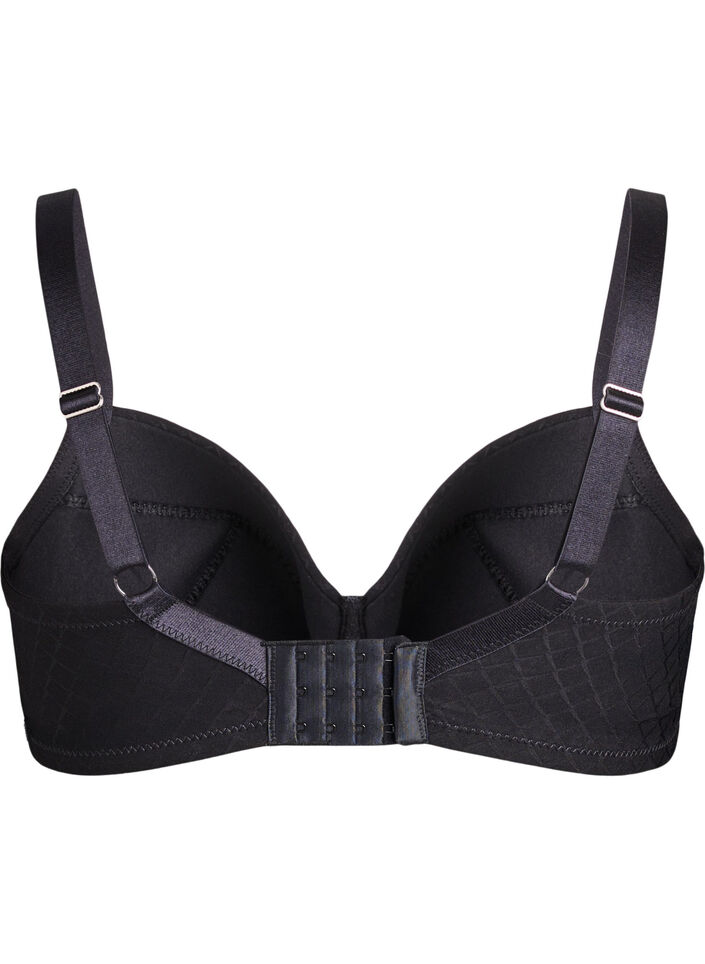 Gepolsterter BH aus Mikrofaser mit Karomuster, Schwarz, Packshot image number 1