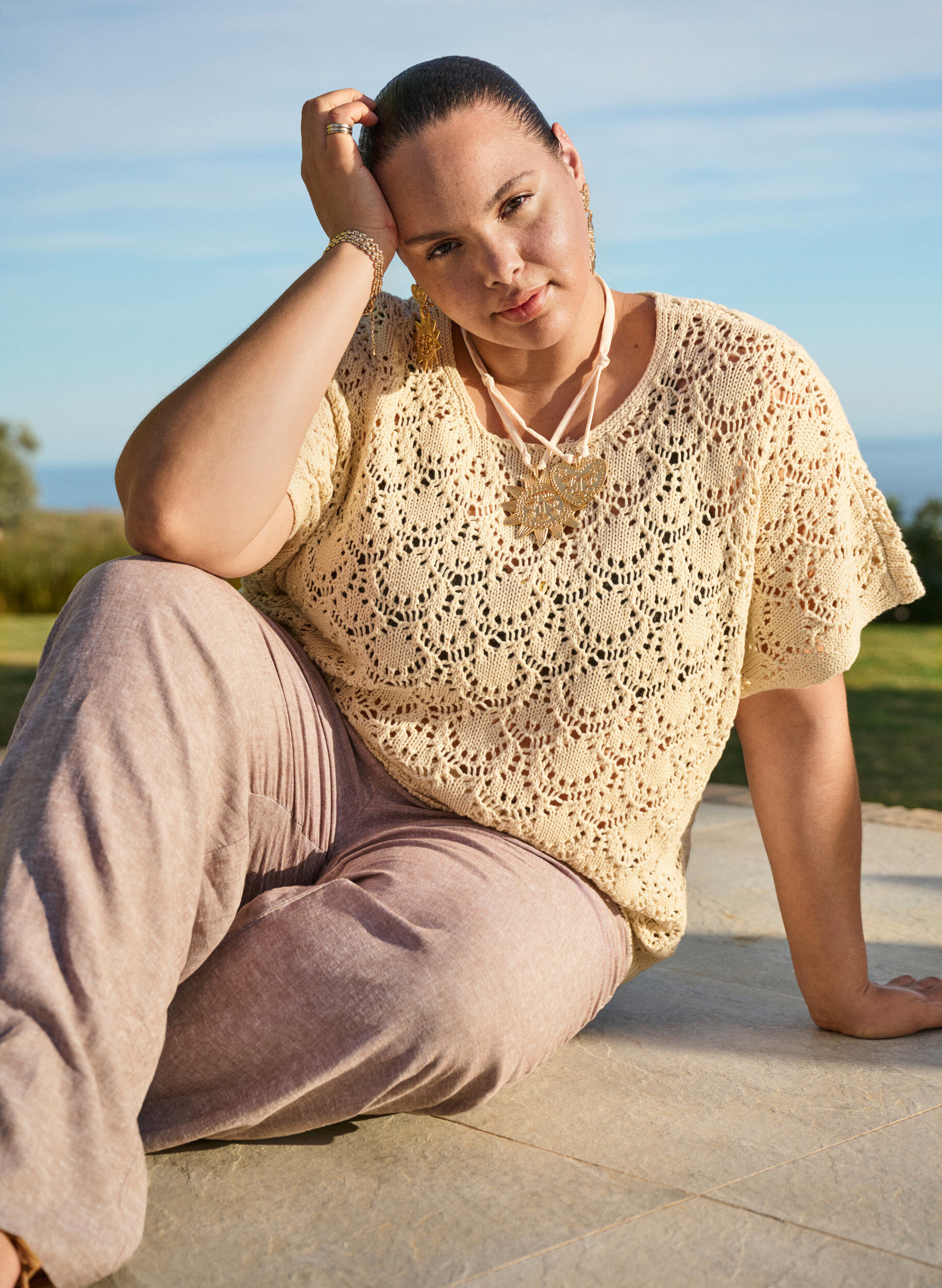 Zizzi Lockere Hose aus Leinen und Viskose, Braun, Image image number 0