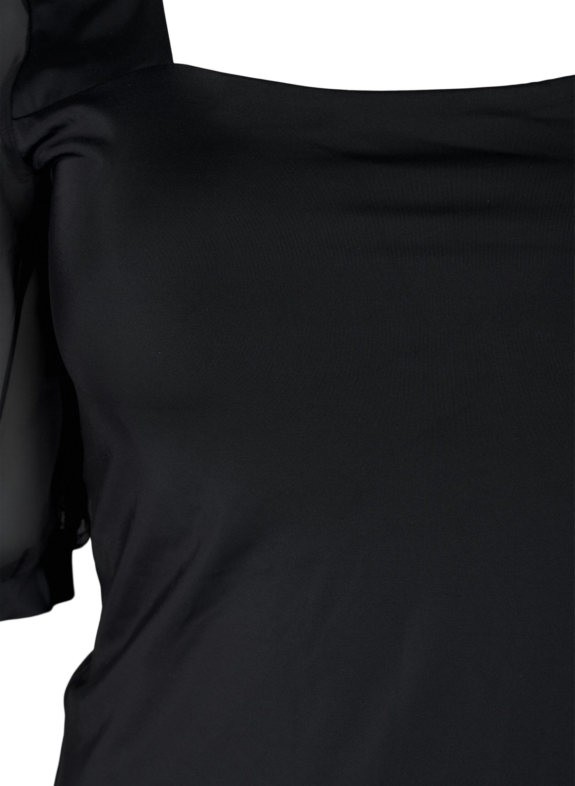 Zizzi Badeanzug mit kurzen Mesh-&Auml;rmeln, Black, Packshot image number 2