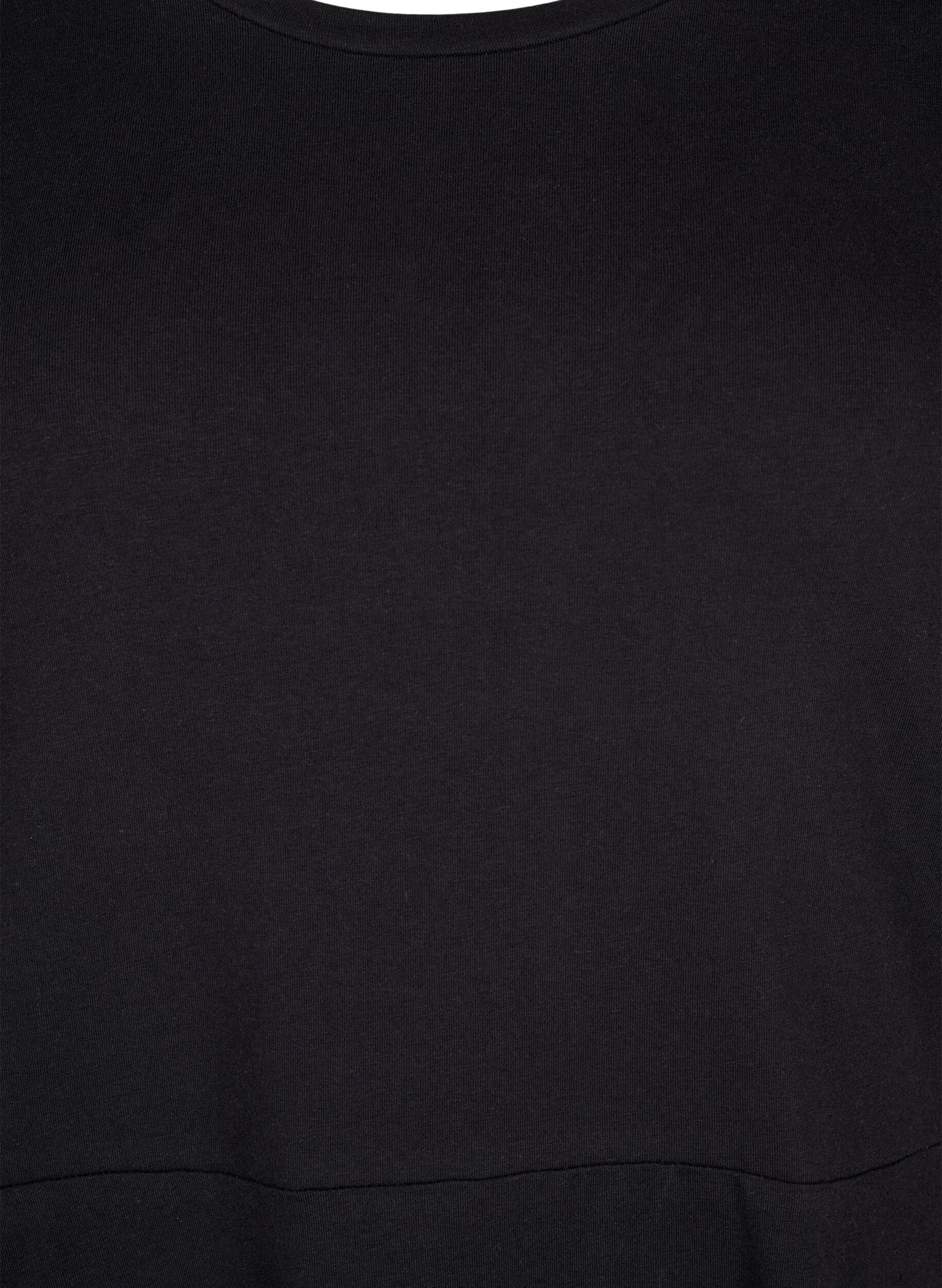 Zizzi Robe en coton de couleur unie avec des manches courtes, Black Solid, Packshot image number 2