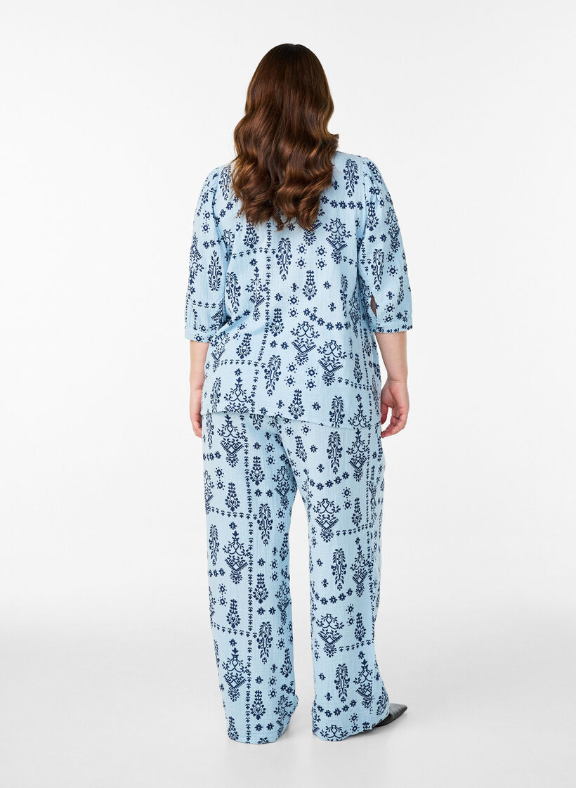 Hemdbluse mit 3/4-&Auml;rmeln, Blau, Model image number 2