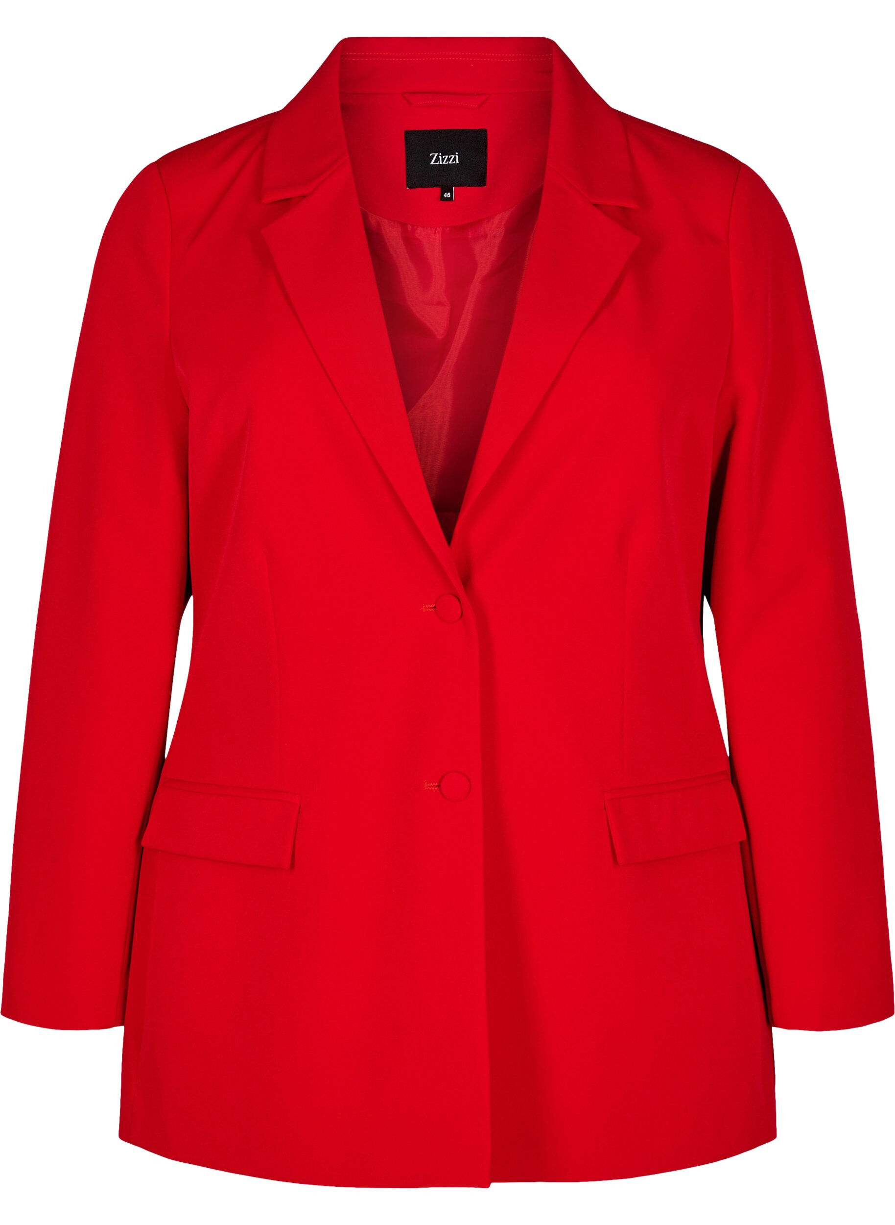 Zizzi Blazer classique avec fermeture boutonn&eacute;e, Rouge, Packshot image number 0