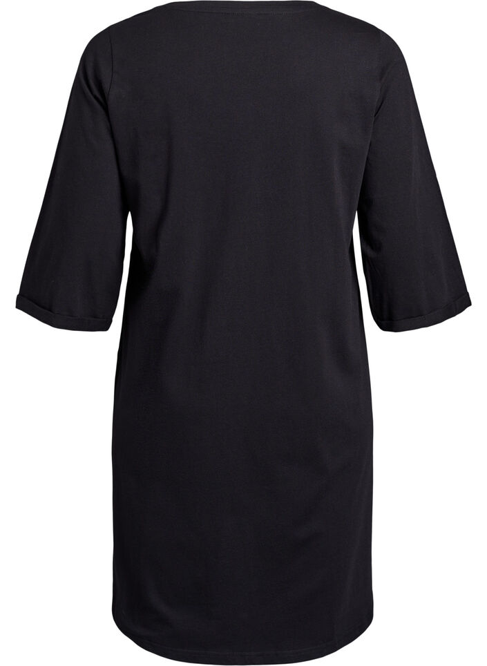 Chemise de nuit en coton bio &agrave; motif de No&euml;l, Noir, Packshot image number 1
