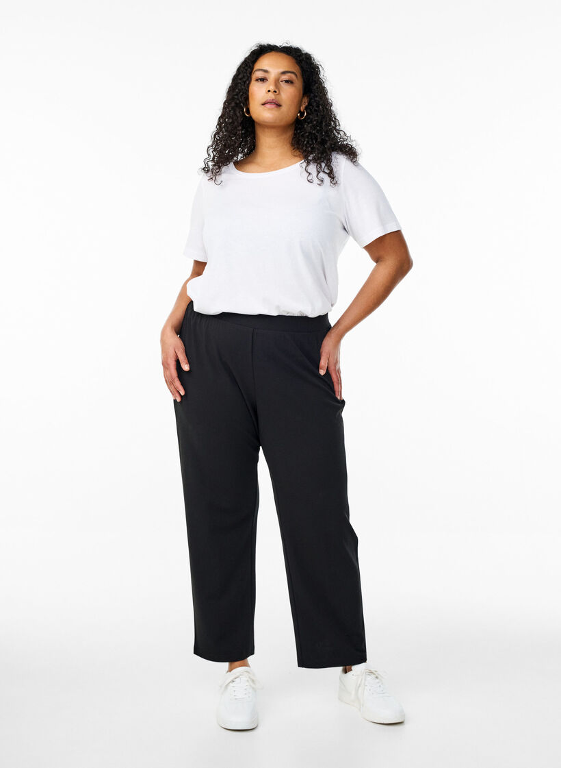 Pantalon &agrave; coupe droite, Noir, Model image number 0