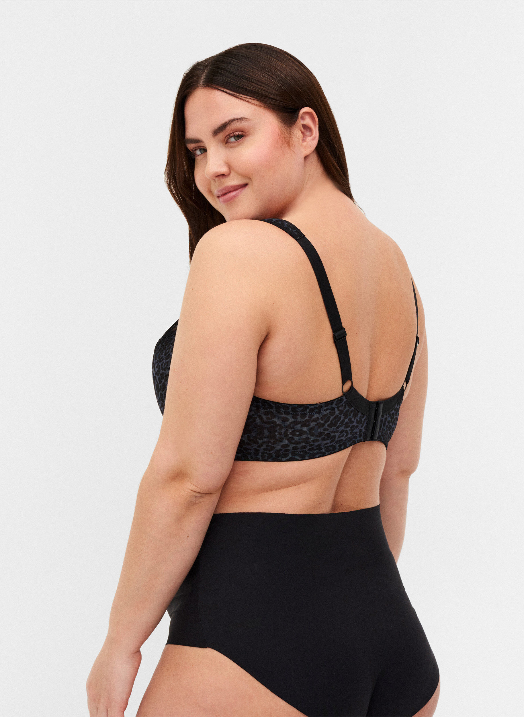 Zizzi BH mit Blumenprint und Mesh, Grey Leopard, Model image number 1