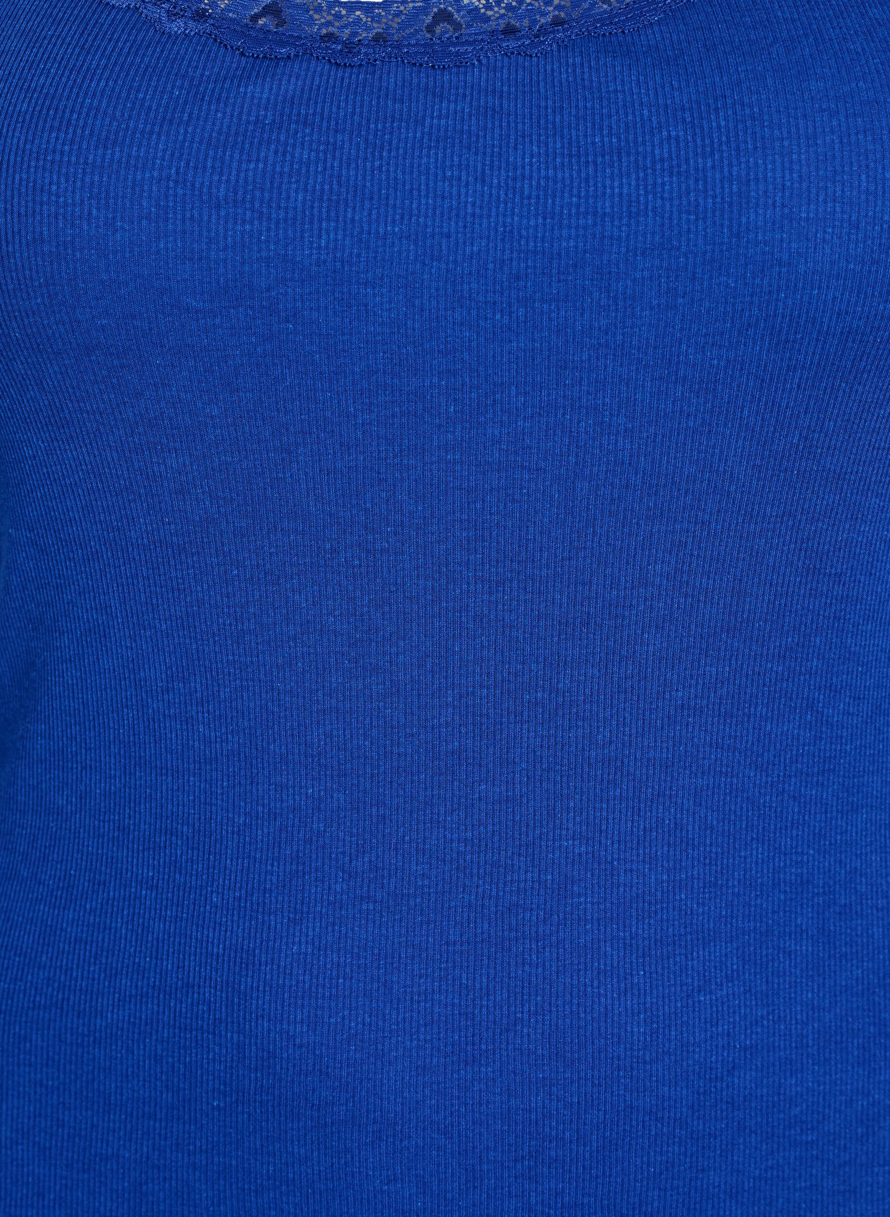 Zizzi Top avec finitions en dentelle, Bleu, Packshot image number 2