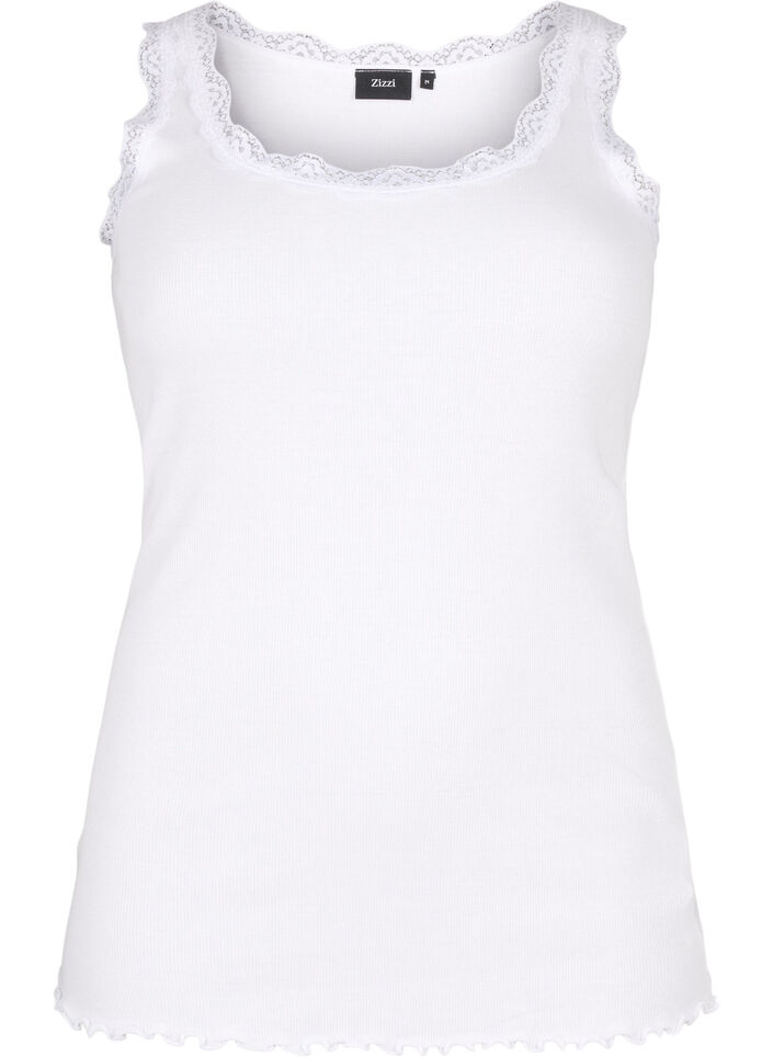 Haut &agrave; dentelle, Blanc, Packshot image number 0