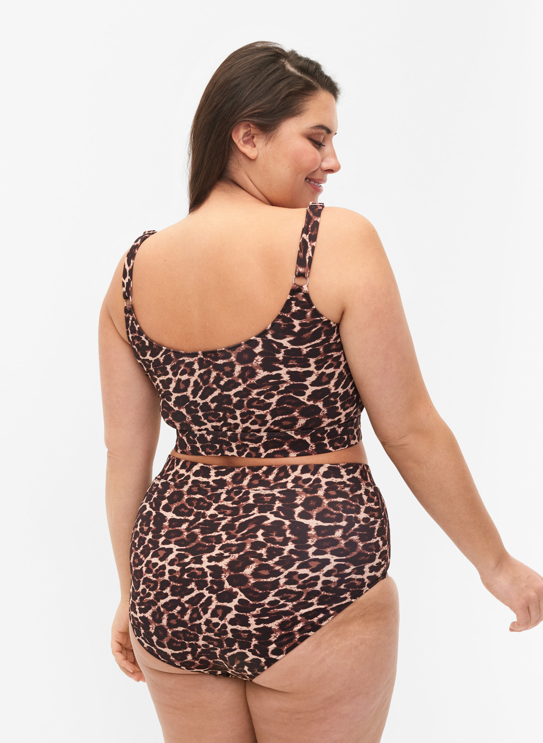 Zizzi Bikini-Hose mit Print und hoher Taille, Autentic Leopard, Model image number 1