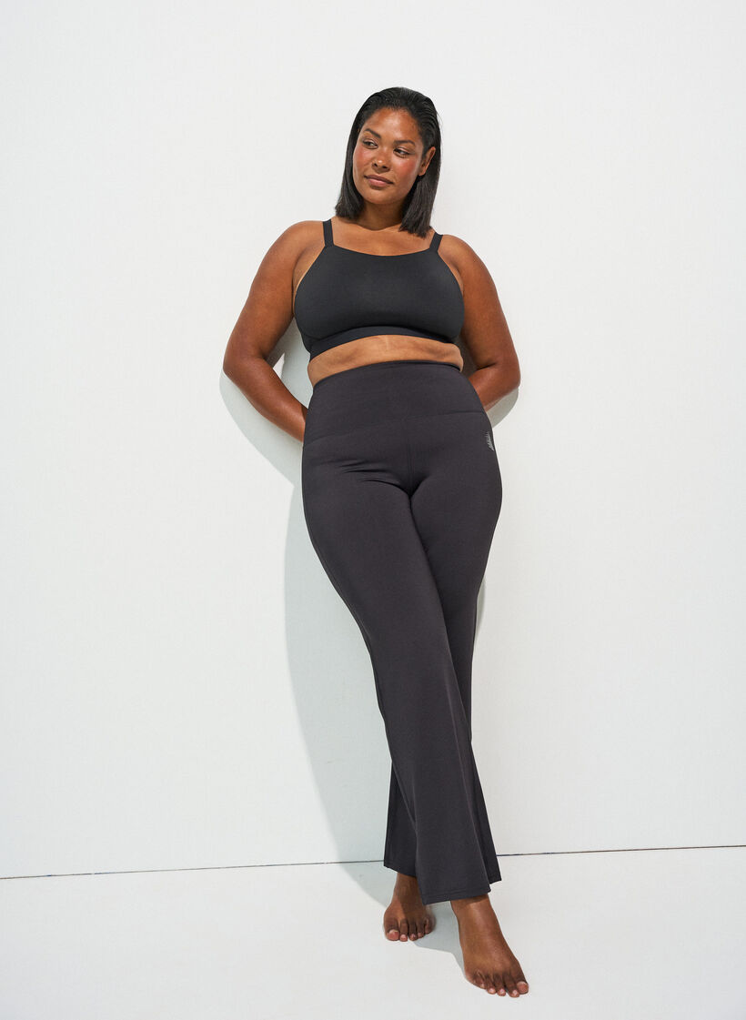 Pantalon de training &eacute;vas&eacute; taille haute, Noir, Model image number 1