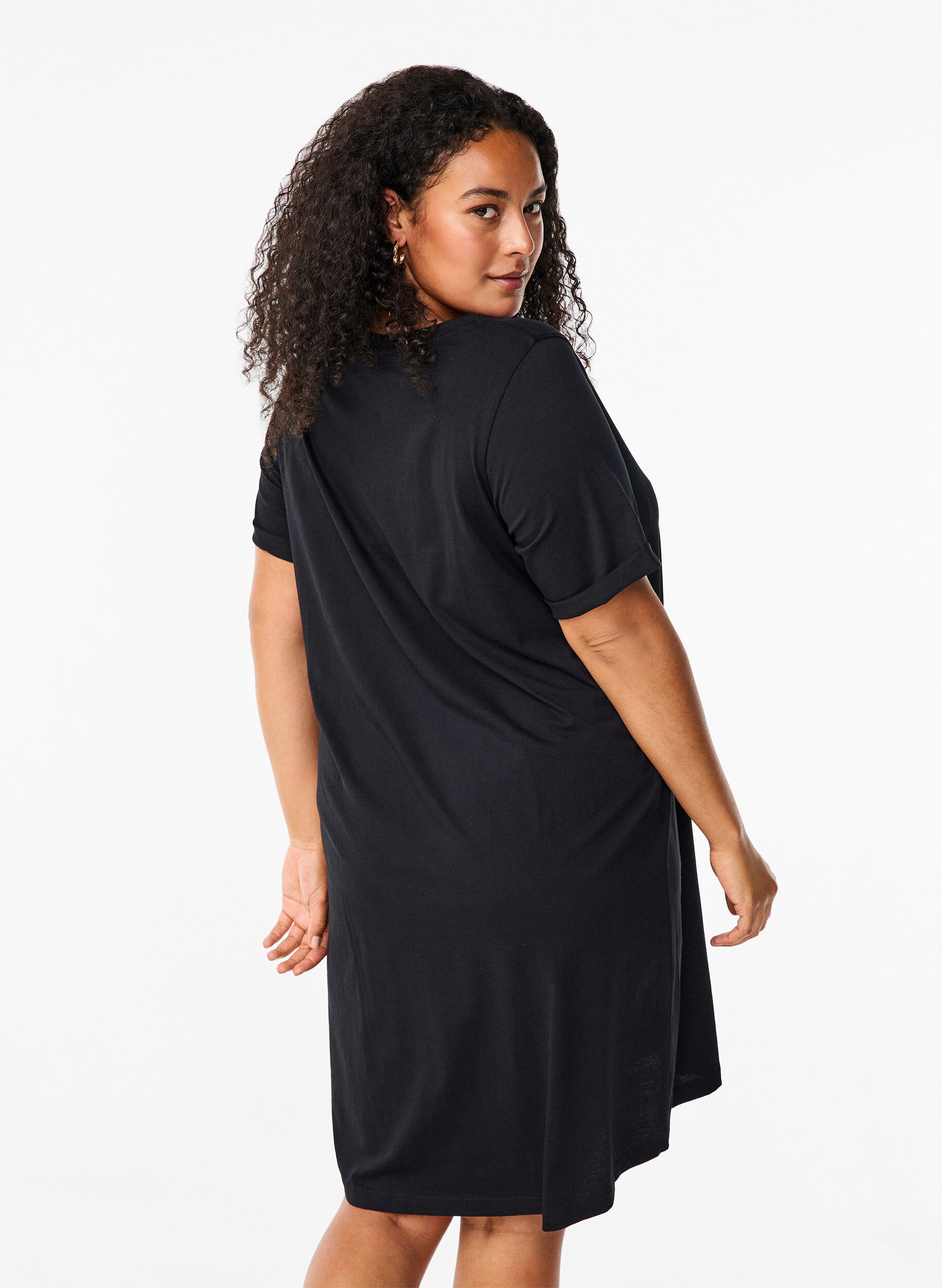 Zizzi Robe t-shirt en coton, Black, Model image number 1
