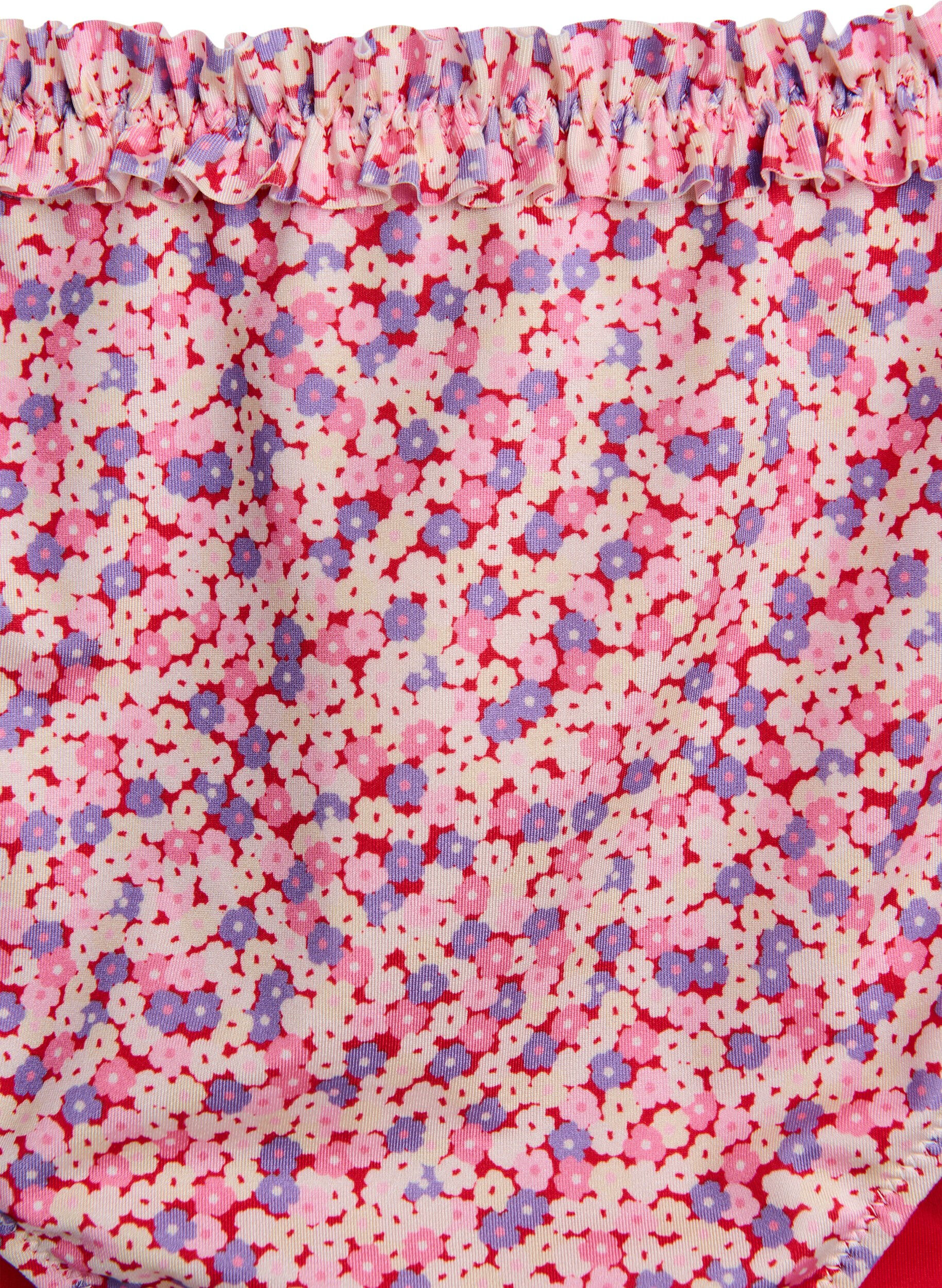 Zizzi Bas de bikini tai &agrave; imprim&eacute; floral avec bord fronc&eacute;, Rose, Packshot image number 2