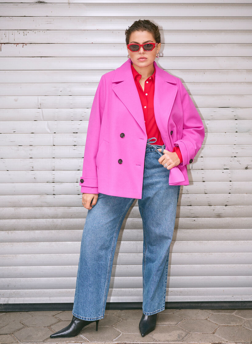 Manteau court imitation laine et à poches, Purple Orchid, Image image number 0