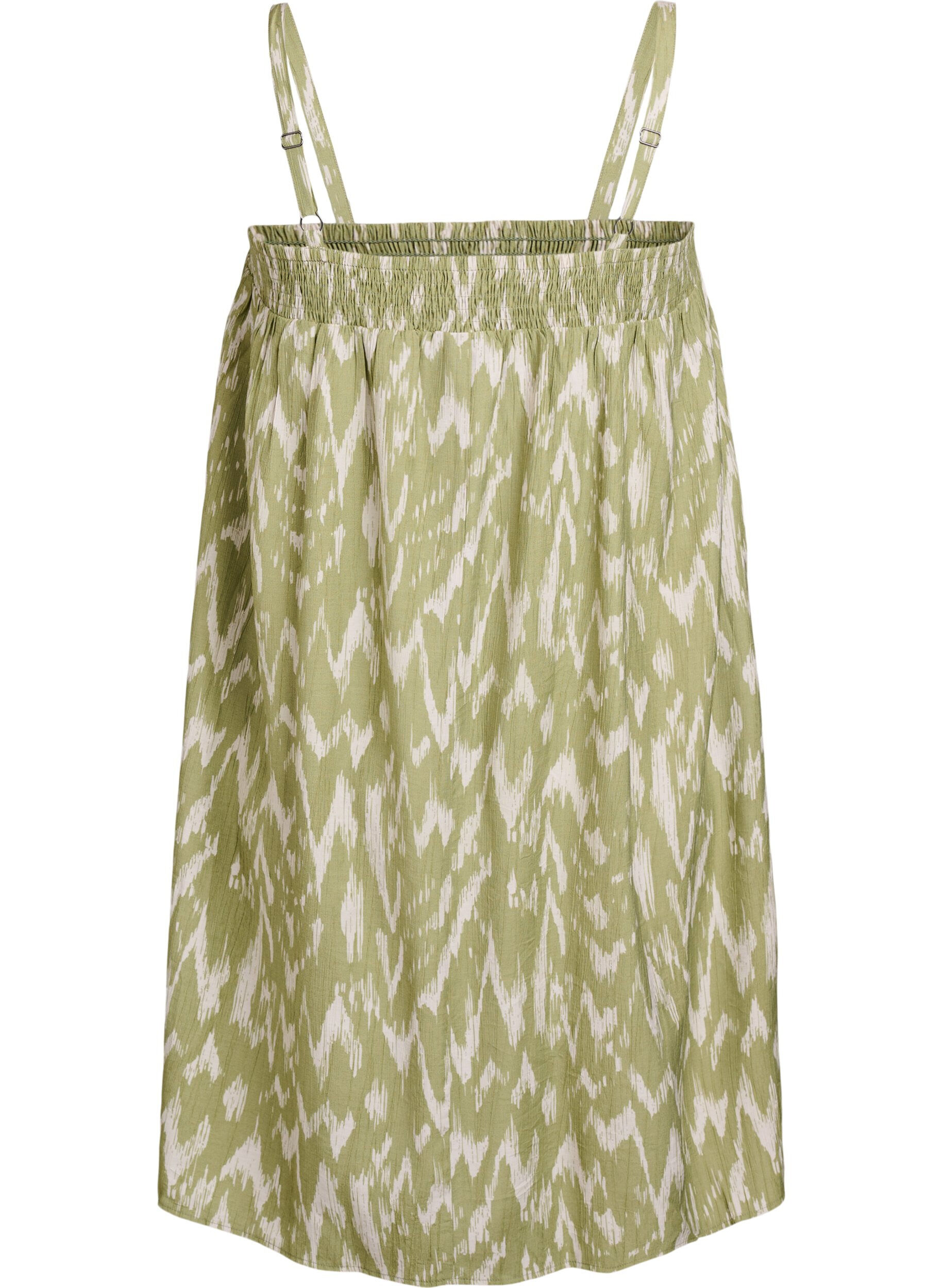 Zizzi Kurzes Kleid aus Viskose mit Spaghettitr&auml;gern, Gr&uuml;n, Packshot image number 1