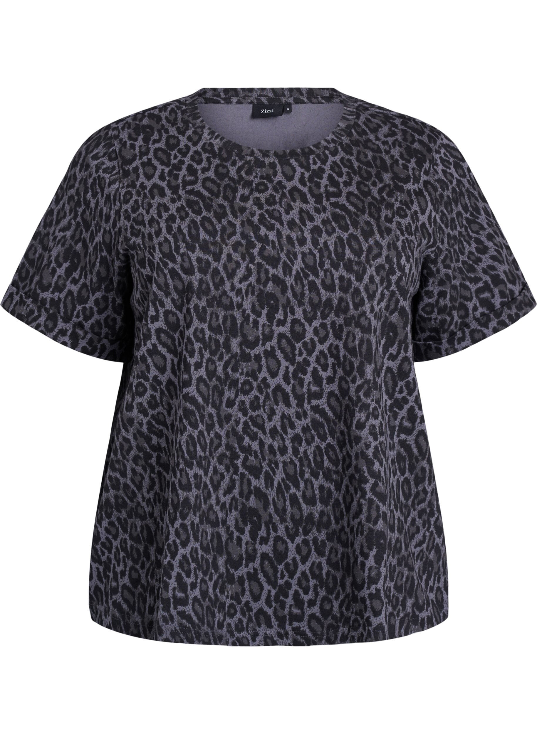 Zizzi T-shirt &agrave; col rond et imprim&eacute; int&eacute;gral, Gris, Packshot image number 0