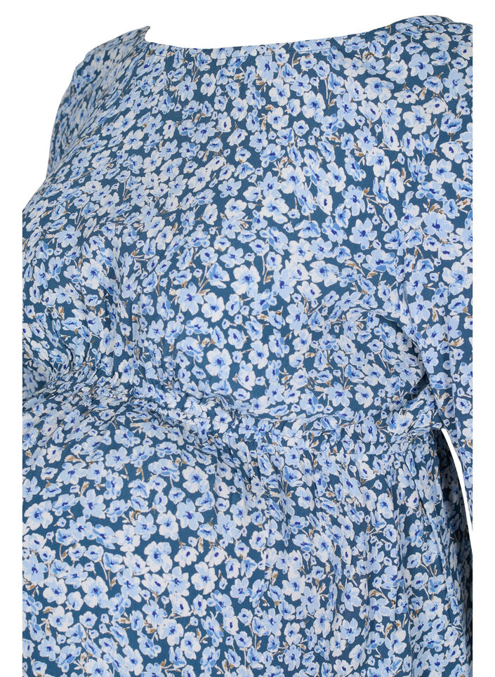 Schwangerschaftsbluse aus Viskose mit Blumenprint, Blue Flower AOP, Packshot image number 2