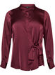 Bluse mit Satin-Optik und Wickeloptik, Rot, Packshot image number 0