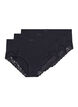 3er Pack Hipster-Panties mit Spitzenb&uuml;ndchen, Schwarz, Packshot image number 0