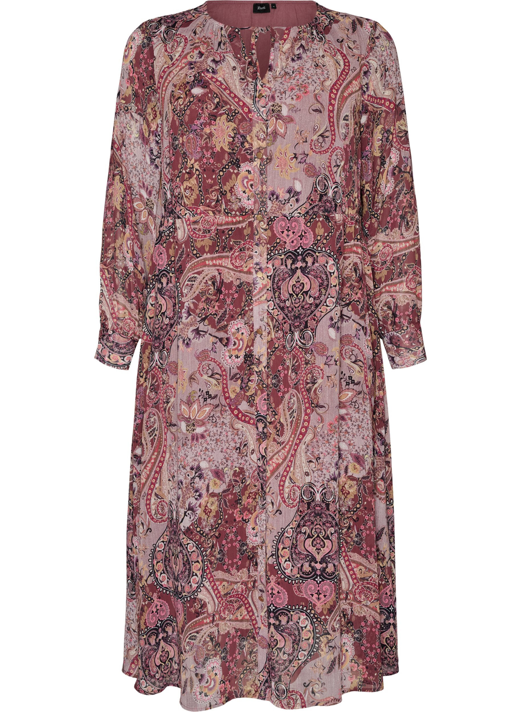 Robe midi &agrave; imprim&eacute; cachemire et taille &eacute;lastique