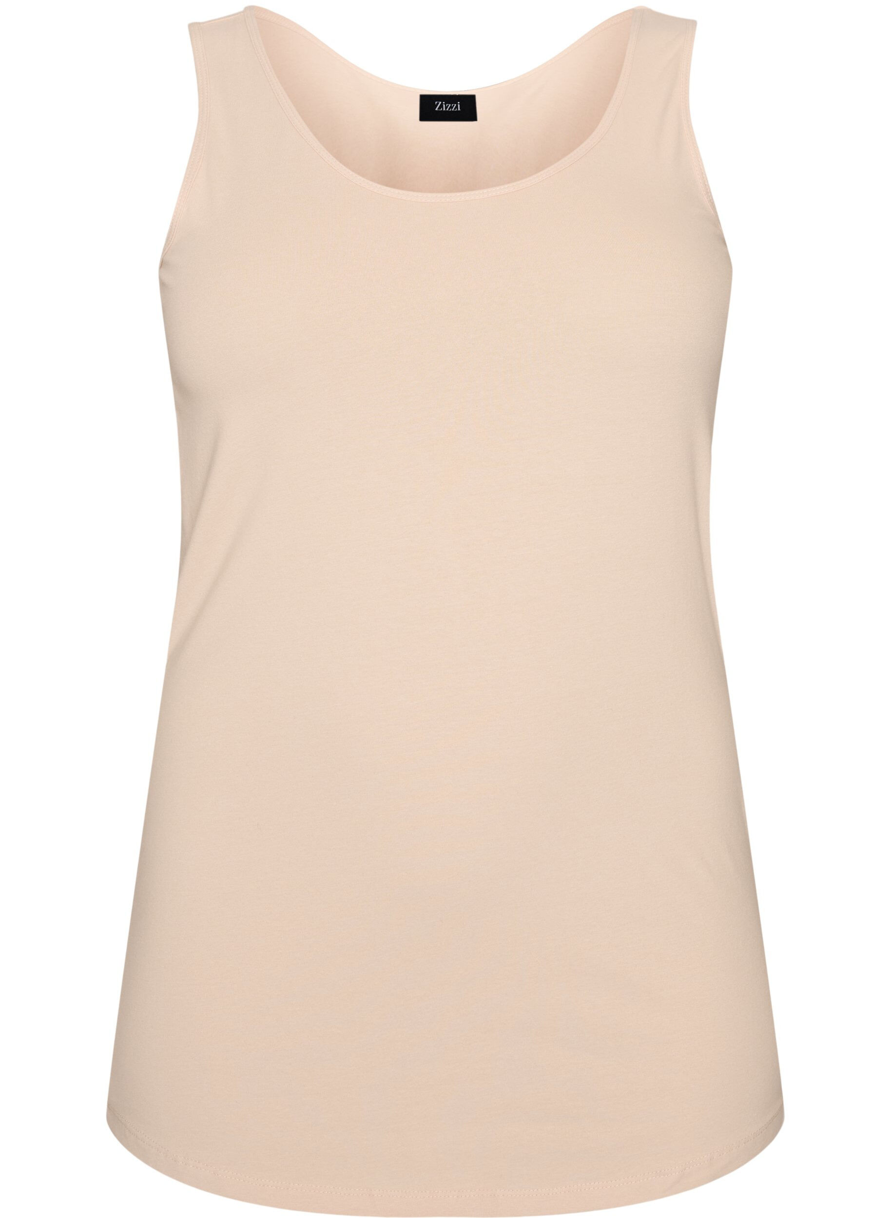 ZizziSolid color basic top in cotton, Beige, Packshot image number 0